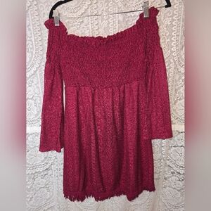 Flying Tomato Womens Strapless Dress Medium Flair Sleeve Crochet